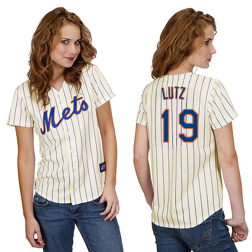 Zach Lutz #19 mlb Jersey-New York Mets Women's Authentic Home White Cool Base Baseball Jersey